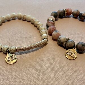 Kinsley Armelle Women's Beaded Stretch Bracelet - White & Pink Set